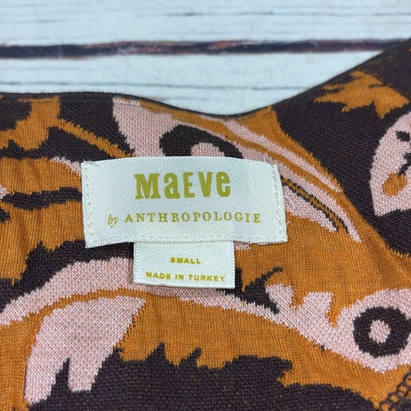 Anthropologie Maeve Paisley Orange Bell-Sleeve Mini Dress - Picture 3 of 10